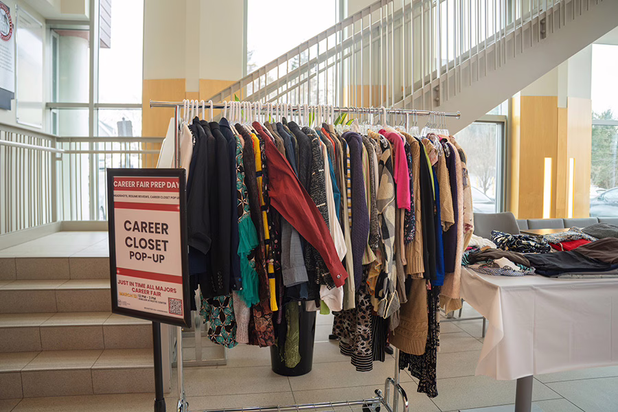 clothes hanging on racks