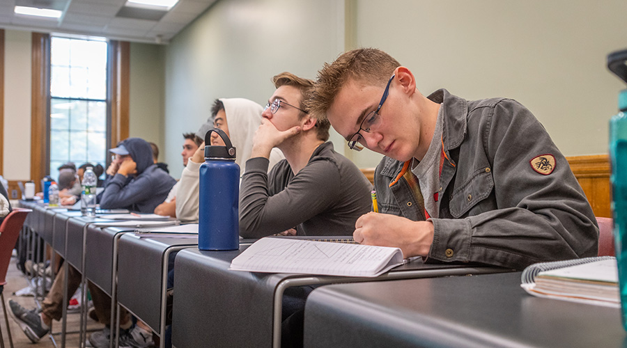 economics student in classroom