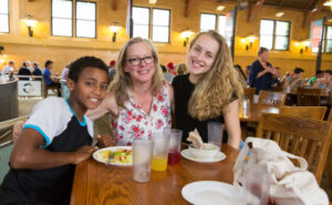 family in dining hall