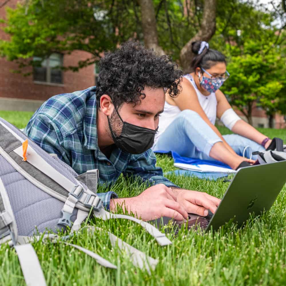 students study on the green